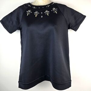 French Connection Black Embellished Top Size XS